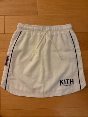 Kith White Girls' Skort with Navy Trim and Number Patch